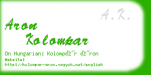 aron kolompar business card